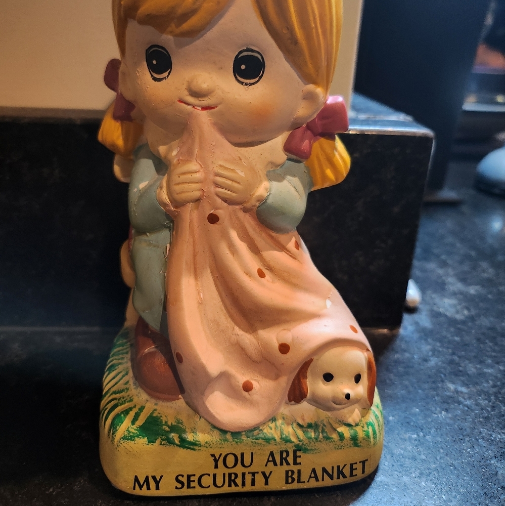 Vintage Paula Ceramic Coin Bank with Blanket and Puppy